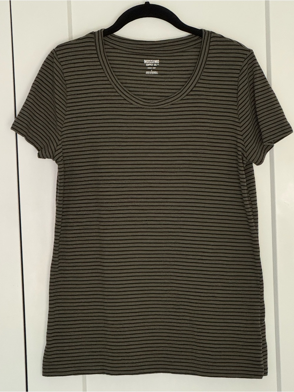 Mossimo Supply Co. Olive and Black Striped Short-Sleeve Tee